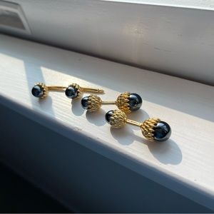 Vintage Tiffany & Co. Schlumberger 18K Gold Cable Acorn Cufflink and Stud Set